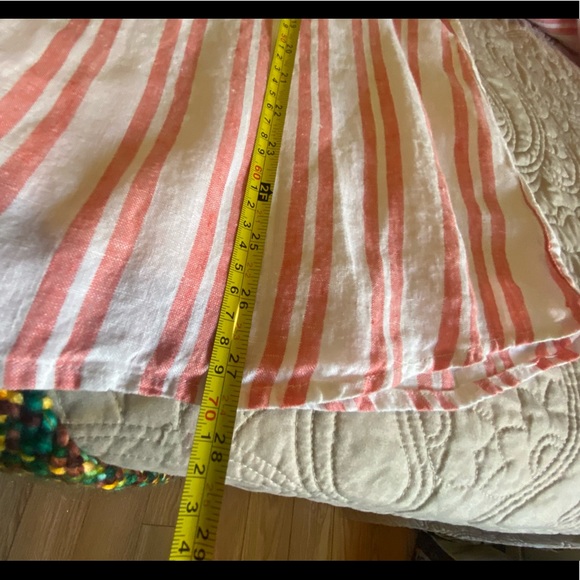 Jones&Co pale red stripped button down Linen - Picture 3 of 6